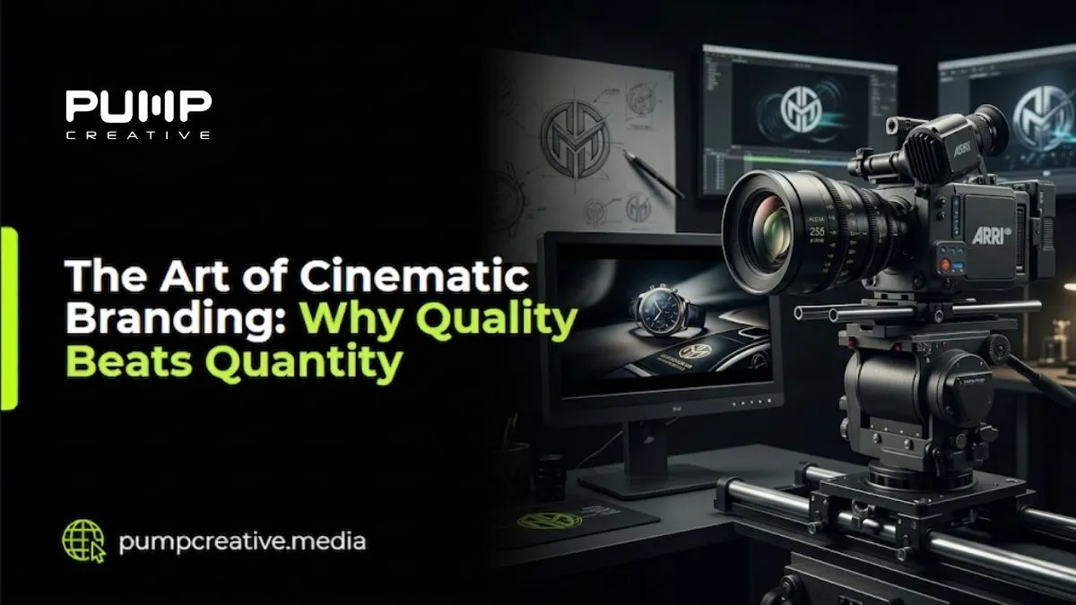 Cinematic branding visual featuring dramatic lighting, storytelling elements, and high-quality film-style aesthetics used to create a powerful brand identity.